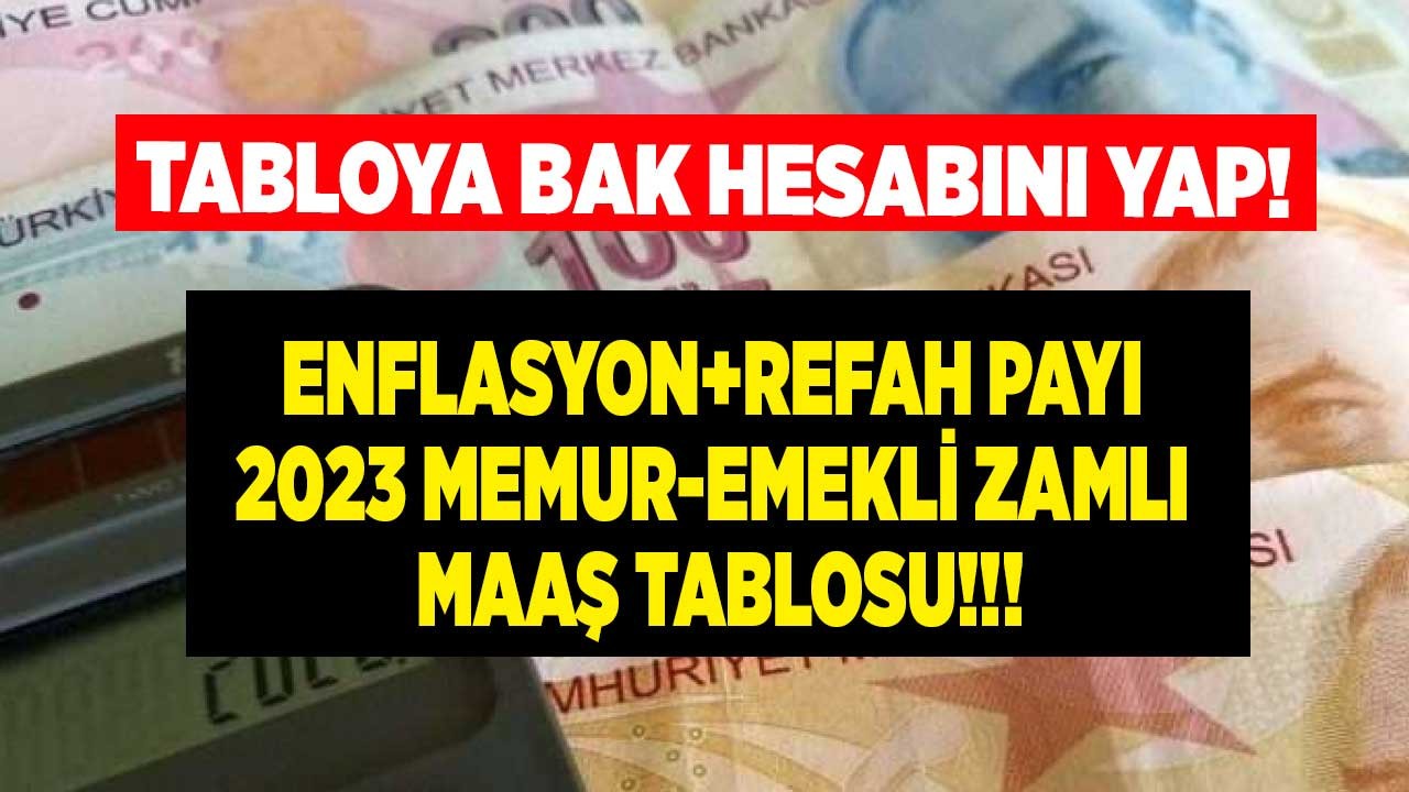 Hesap makinesiyle enflasyonu çarptık refah payı ile topladık işte 2023 memur ve emekli zammı tabloya bak hesabını yap