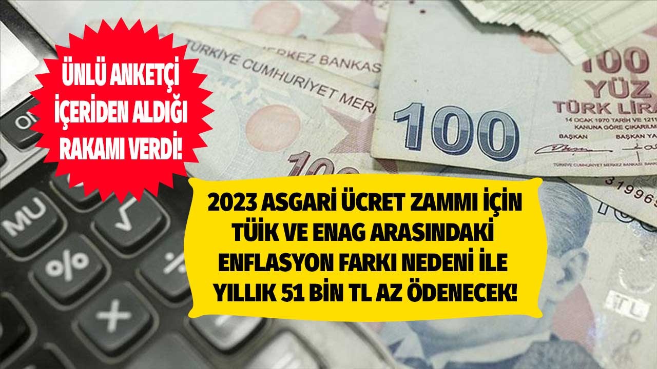 Ünlü anketçi içeriden aldığı rakamı paylaştı 2023 asgari ücret zam oranı için TÜİK ve ENAG arasındaki farkı yıllık 51 bin TL olarak açıkladı