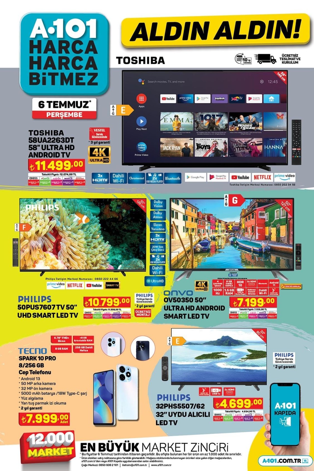 A101 6 Temmuz indirimli ürünler: Toshiba 58" Ultra HD Android satışa çıktı! A101 oturma grubu fiyatıyla olay İşte 6 Temmuz Perşembe A101 aktüel ürünler 14