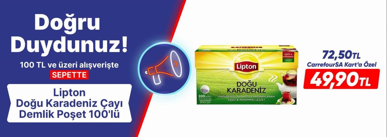 Carrefour temmuz ayı indirim kataloğu Lipton Karadeniz demlik poşet çay 49.90 TL Çengelköy salatalık 9.90 TL,  patlıcan 9.90 TL,  salkım domates 19.90 TL 10