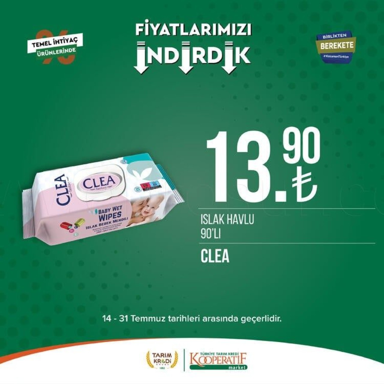 Tarım Kredi Marketlerinde dev indirim fırsatı Son gün 31 Temmuz: Tarım Kredi Markette kişisel bakım ürünleri ve temizlik ürünlerinde yüzde 70 indirim 3