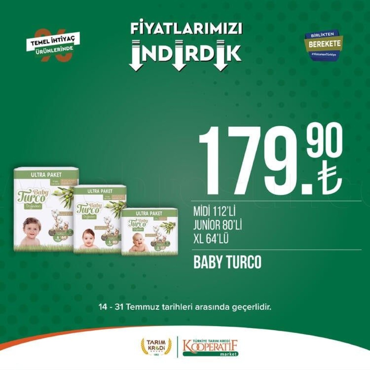 Tarım Kredi Marketlerinde dev indirim fırsatı Son gün 31 Temmuz: Tarım Kredi Markette kişisel bakım ürünleri ve temizlik ürünlerinde yüzde 70 indirim 1