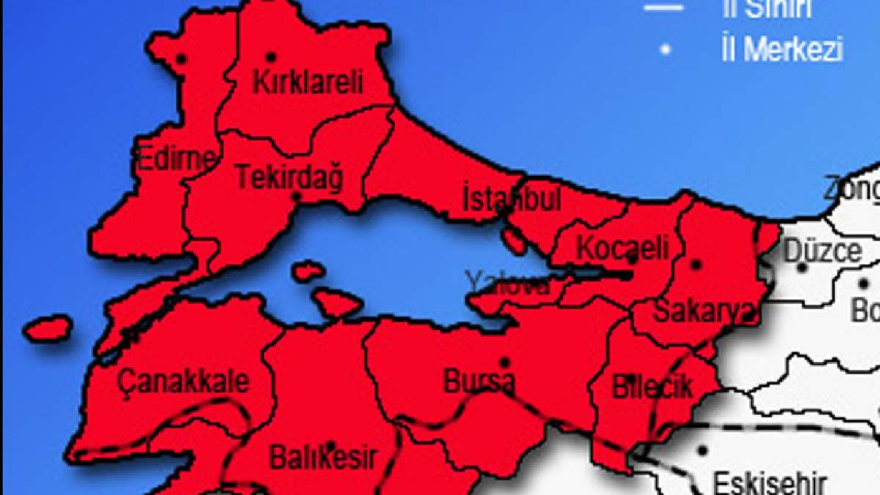 Kocaeli,  Düzce,  Gebze,  Sakarya,  İstanbul için uyarı! Her duruma karşı hazırlıklı olun!