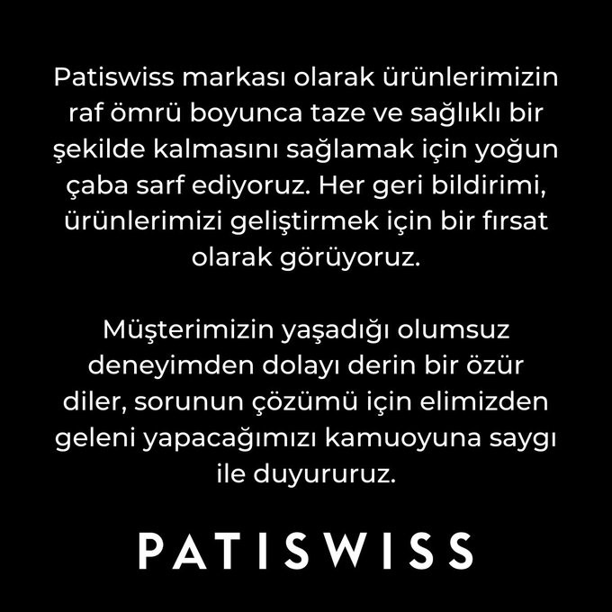 Patiswiss markasından açıklama